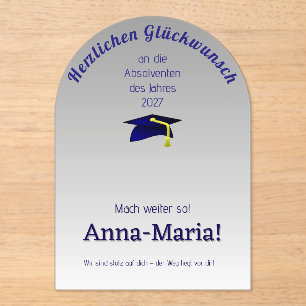 Invitations En Acrylique casquette de remise des diplômes bleue avec liseré