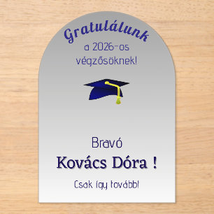 Invitations En Acrylique casquette de remise des diplômes bleue en argent -