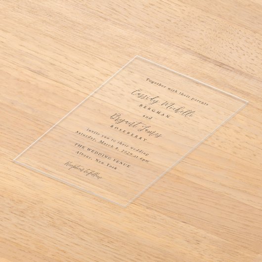 Invitations En Acrylique Cassidy Mariage traditionnel élégant (Poser)