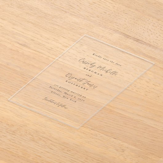 Invitations En Acrylique Cassidy Traditionnel Mariage élégant Enregistrer l (Poser)