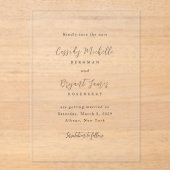 Invitations En Acrylique Cassidy Traditionnel Mariage élégant Enregistrer l (Recto)