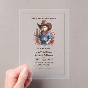 Invitations En Acrylique “Ceci n'est pas mon premier rodéo” Cow-boy western