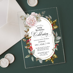 Invitations En Acrylique Célébration d'anniversaire floral féminin pour les