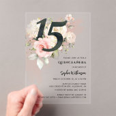 Invitations En Acrylique Célébration de la Quinceanera rose (In situ (ordinateur de poche))