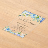 Invitations En Acrylique Célébration de la vie avec Hydrangea Bleu et Rose (Poser)