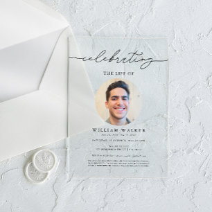 Invitations En Acrylique Célébration De La Vie Photo Célébration De La Vie