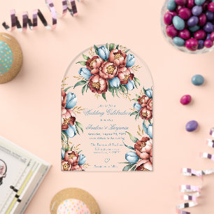 Invitations En Acrylique Célébration de mariage aux pivoines et tulipes rom