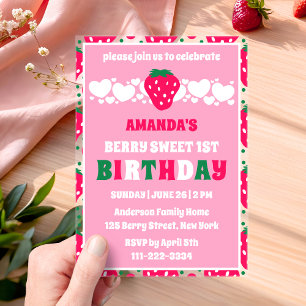 Invitations En Acrylique Célébration du premier anniversaire de la fraise