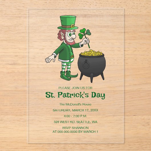 Invitations En Acrylique Célébrez la Saint-Patrick (Recto)