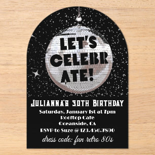 Invitations En Acrylique Célébrons Rétro Anniversaire 80s