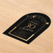Invitations En Acrylique Céleste Black Gold Sun Moon Stars 30e anniversaire (Poser)