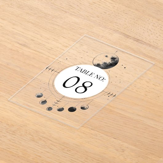 Invitations En Acrylique Celestial Black Moon Wedding Acrylic Table Number (Poser)