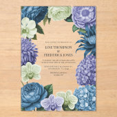 Invitations En Acrylique Celestial Blue, Frosted Indigo & Silver Pebble (Recto)