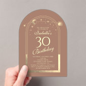 Invitations En Acrylique Celestial Mocha Gold Sun Moon Stars 30e anniversai (In situ (ordinateur de poche))