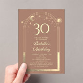 Invitations En Acrylique Celestial Mocha Gold Sun Moon Stars 30e anniversai (In situ (ordinateur de poche))