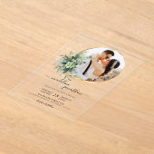 Invitations En Acrylique Cercle de verdure botanique Bordure 2 Mariage phot (Poser)