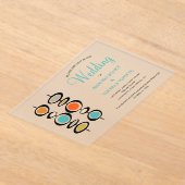 Invitations En Acrylique Cercles Abstraits funky Mariage du milieu du siècl (Poser)