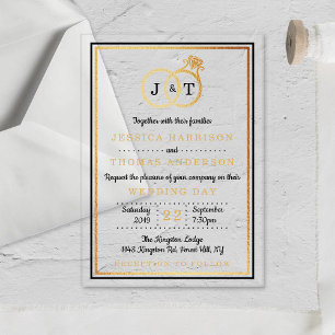 Invitations En Acrylique Cercles Mariages Chic Faux Gold Foil