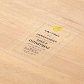 Invitations En Acrylique Cérémonie Lux Gold Heart Love & Engagement (Poser)