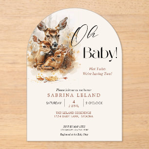 Invitations En Acrylique Cerf d'aquarelle rustique et crevettes jumelles