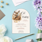 Invitations En Acrylique Cerf d'aquarelle rustique et crevettes jumelles (Insitu (Mariage))