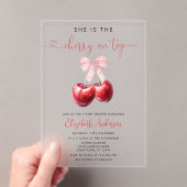 Invitations En Acrylique Cerise sur le Baby shower supérieur (In situ (ordinateur de poche))