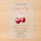 Invitations En Acrylique Cerise sur le Baby shower supérieur (Recto)