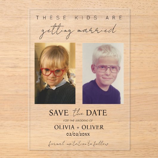 Invitations En Acrylique Ces enfants se marient sauf la date (Recto)