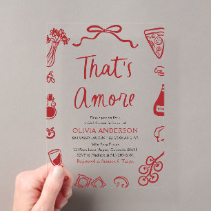 Invitations En Acrylique C'est Amore Fête de Fiançailles Italienne Fantaisi