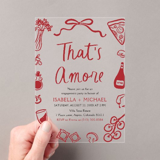 Invitations En Acrylique C'est Amore Whimsical Italian Engagement Party (In situ (ordinateur de poche))
