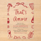 Invitations En Acrylique C'est Amore Whimsical Pizza italienne Fête des mar (Recto)