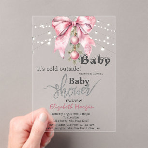 Invitations En Acrylique C'est Froid Dehors Nœud Papillon Boules Lumineuses