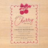 Invitations En Acrylique C'est la cerise sur le Baby shower rose (Recto)
