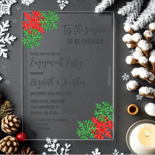 Invitations En Acrylique C'Est La Fête De L'Engagement De Noël En Saison