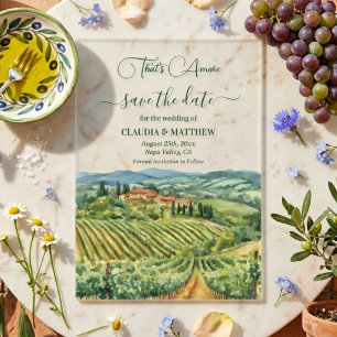 Invitations En Acrylique C'est l'Amore Vignoble Italien Date de Sauvegarde