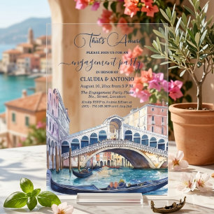Invitations En Acrylique C'est l'Amour Aquarelle Venise Fête de Fiançailles