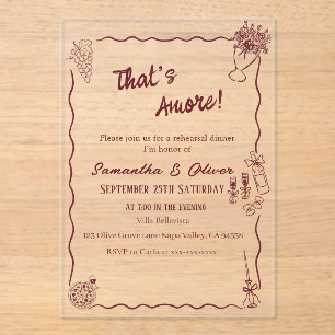 Invitations En Acrylique C'est l'amour dîner de répétition italien