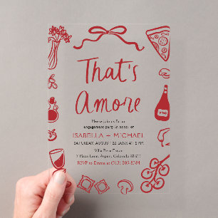 Invitations En Acrylique C'est l'Amour Fête de Fiançailles Italienne Fantai