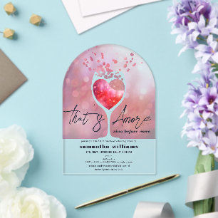 Invitations En Acrylique C'est l'Amour Italian Vino Before Vows Baby Shower