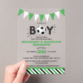Invitations En Acrylique C'est un garçon ! Baby shower Co-ed À Thème Footba (In situ (ordinateur de poche))