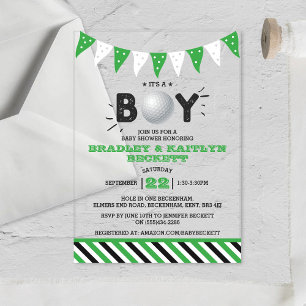 Invitations En Acrylique C'est un garçon ! Baby Shower Co-ed sur le thème d