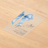 Invitations En Acrylique C'est un garçon Blue Bow Elegant Baby shower (Poser)
