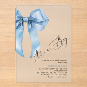 Invitations En Acrylique C'est un garçon Blue Bow Elegant Baby shower (Recto)