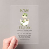 Invitations En Acrylique C'est un garçon mignon Dinosaur Baby Boy Douche (In situ (ordinateur de poche))
