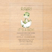 Invitations En Acrylique C'est un garçon mignon Dinosaur Baby Boy Douche (Recto)