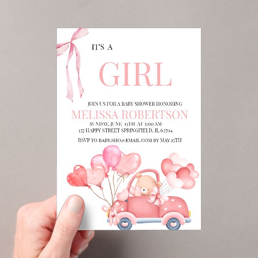 Invitations En Acrylique C'est une fille ! (In situ (ordinateur de poche))