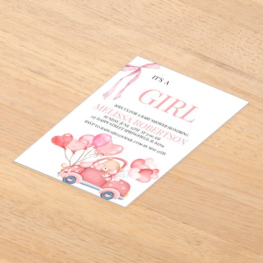 Invitations En Acrylique C'est une fille ! (Poser)