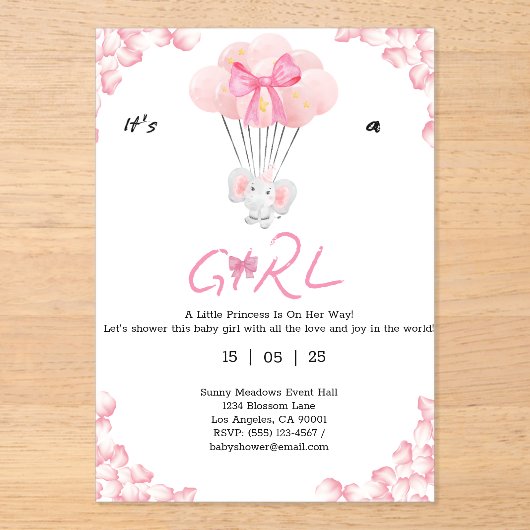 Invitations En Acrylique c'est une fille.douceur bébé (Recto)