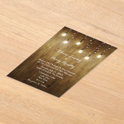 Invitations En Acrylique Chaîne Rustique De Lumières Mariage Acrylique Invi (Poser)