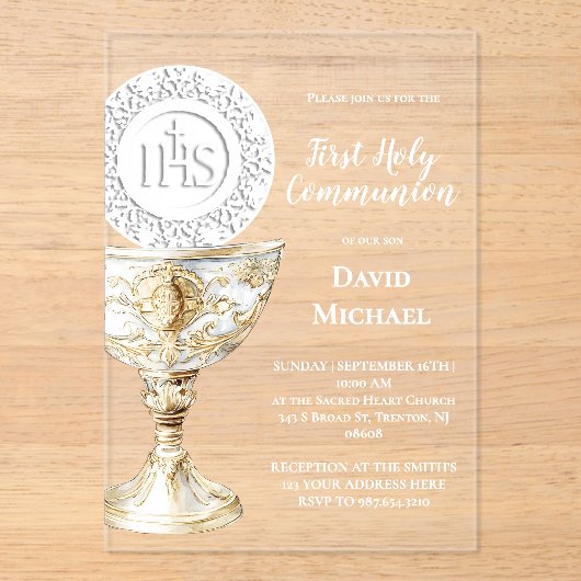Invitations En Acrylique Chalice Host First Holy Communion (Recto)